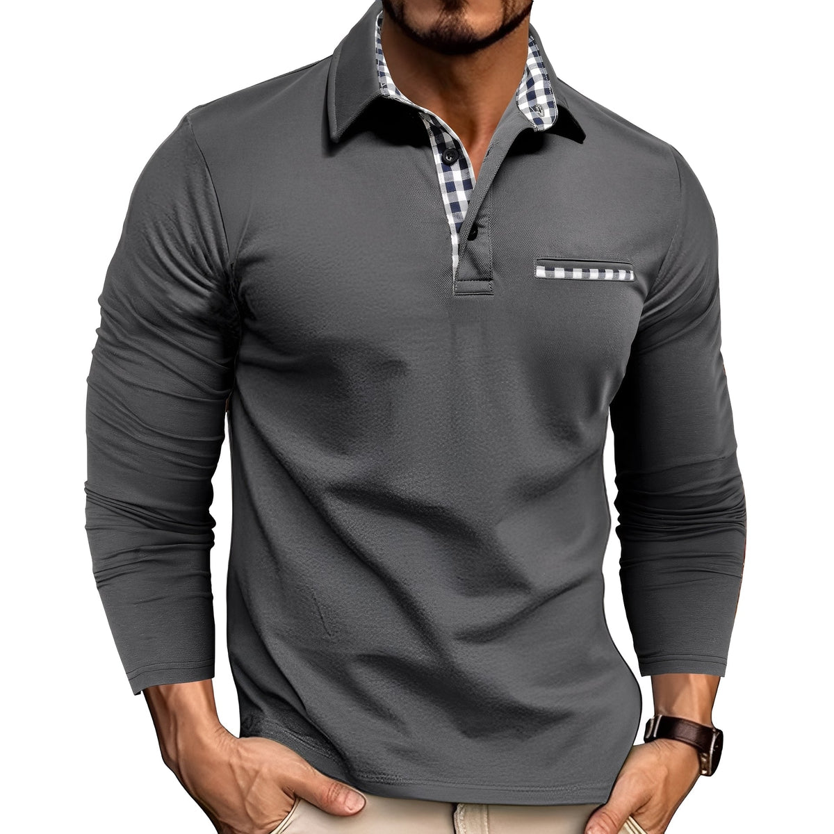 Rupert - Bequemes Langarm-Poloshirt für Herren