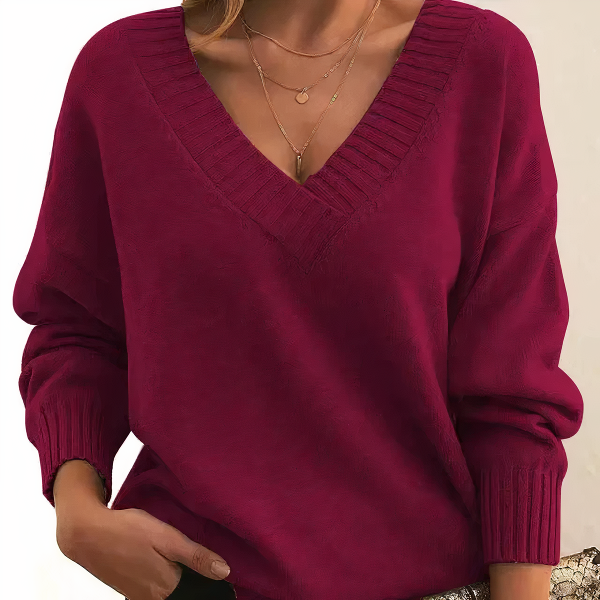Herbst - Eleganter und komfortabler V-Ausschnitt-Pullover