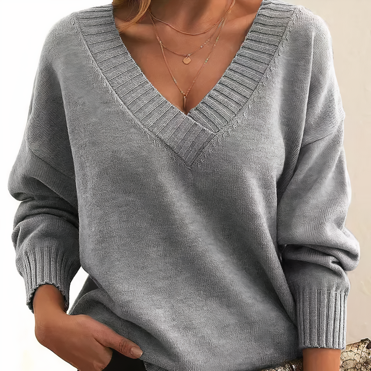 Herbst - Eleganter und komfortabler V-Ausschnitt-Pullover
