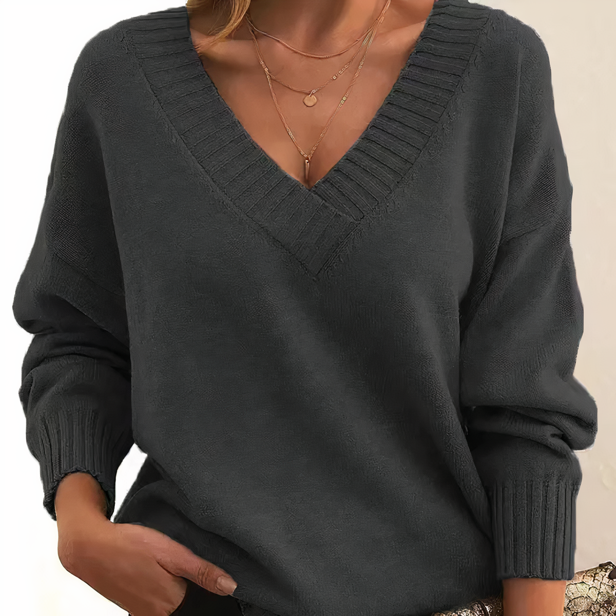 Herbst - Eleganter und komfortabler V-Ausschnitt-Pullover
