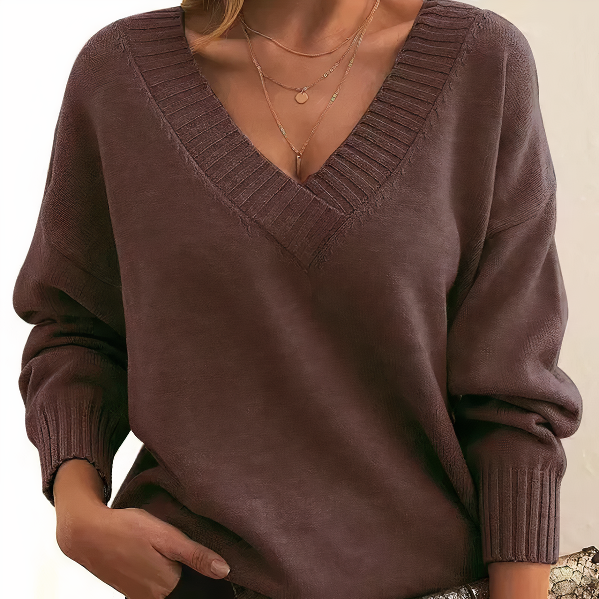 Herbst - Eleganter und komfortabler V-Ausschnitt-Pullover