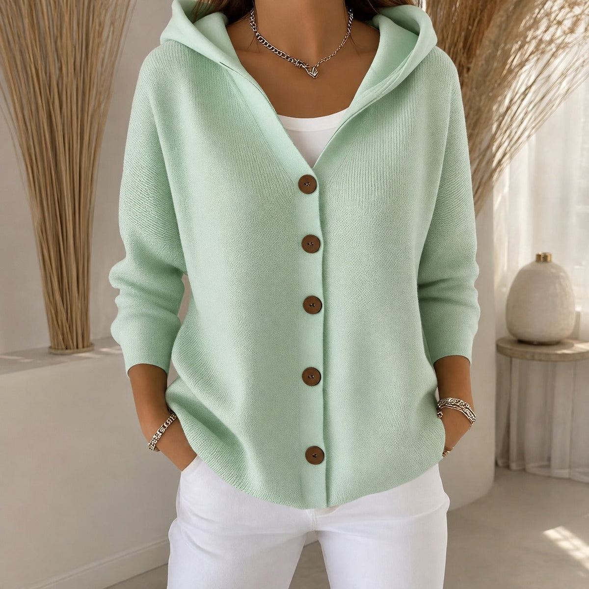 Ryanne - Bequeme Langarmjacke mit Kapuze für Damen