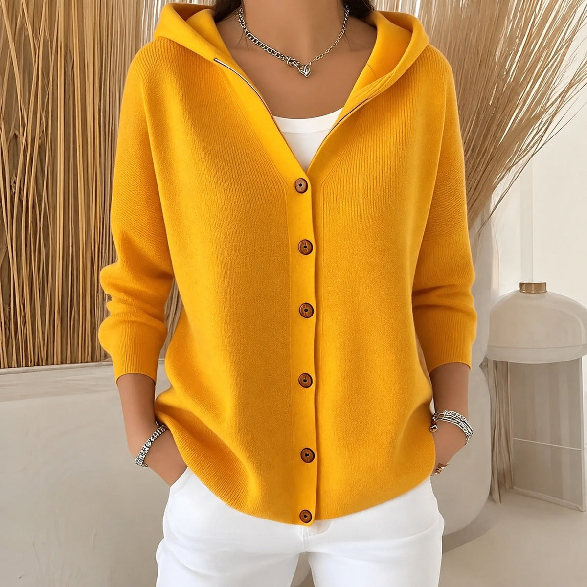 Ryanne - Bequeme Langarmjacke mit Kapuze für Damen