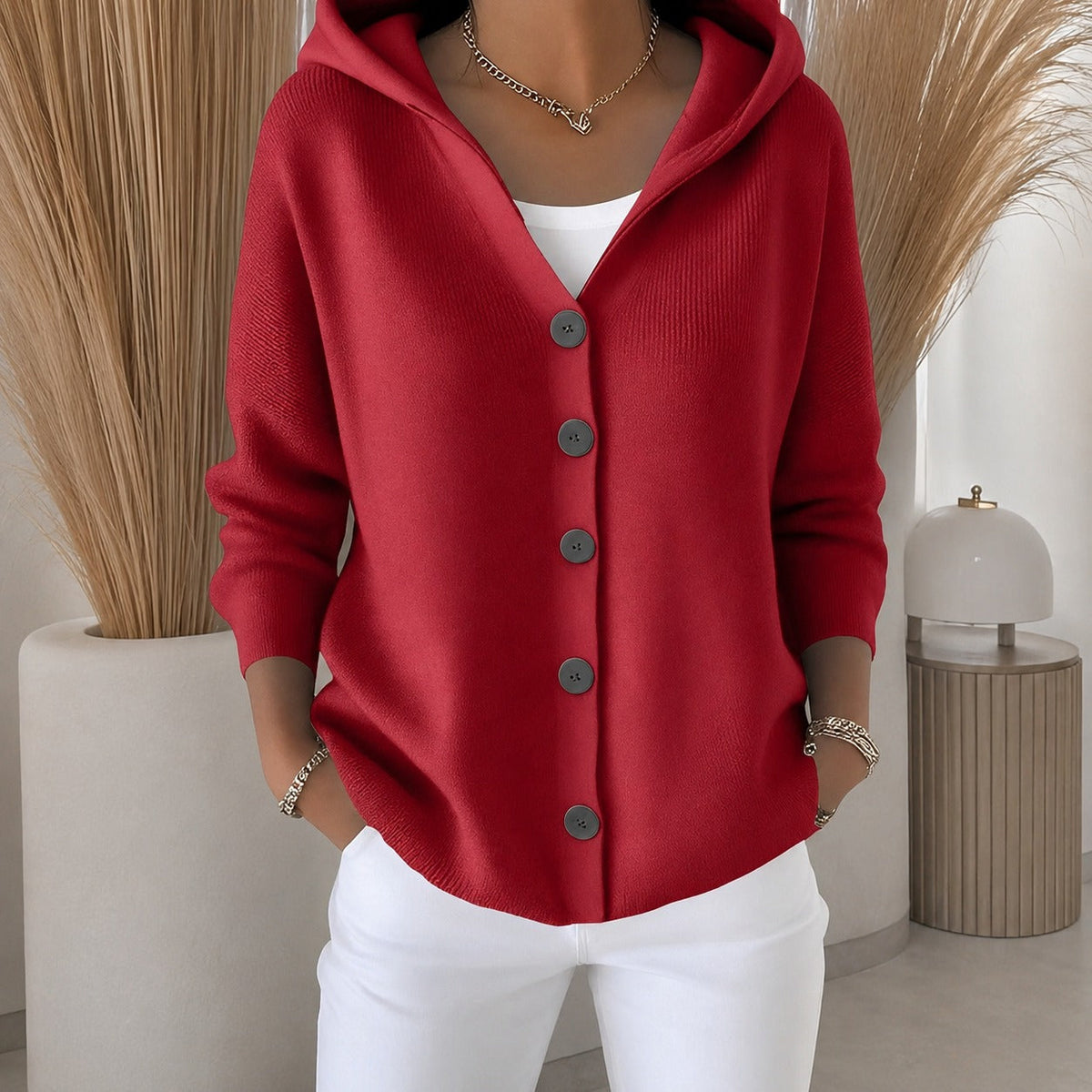 Ryanne - Bequeme Langarmjacke mit Kapuze für Damen