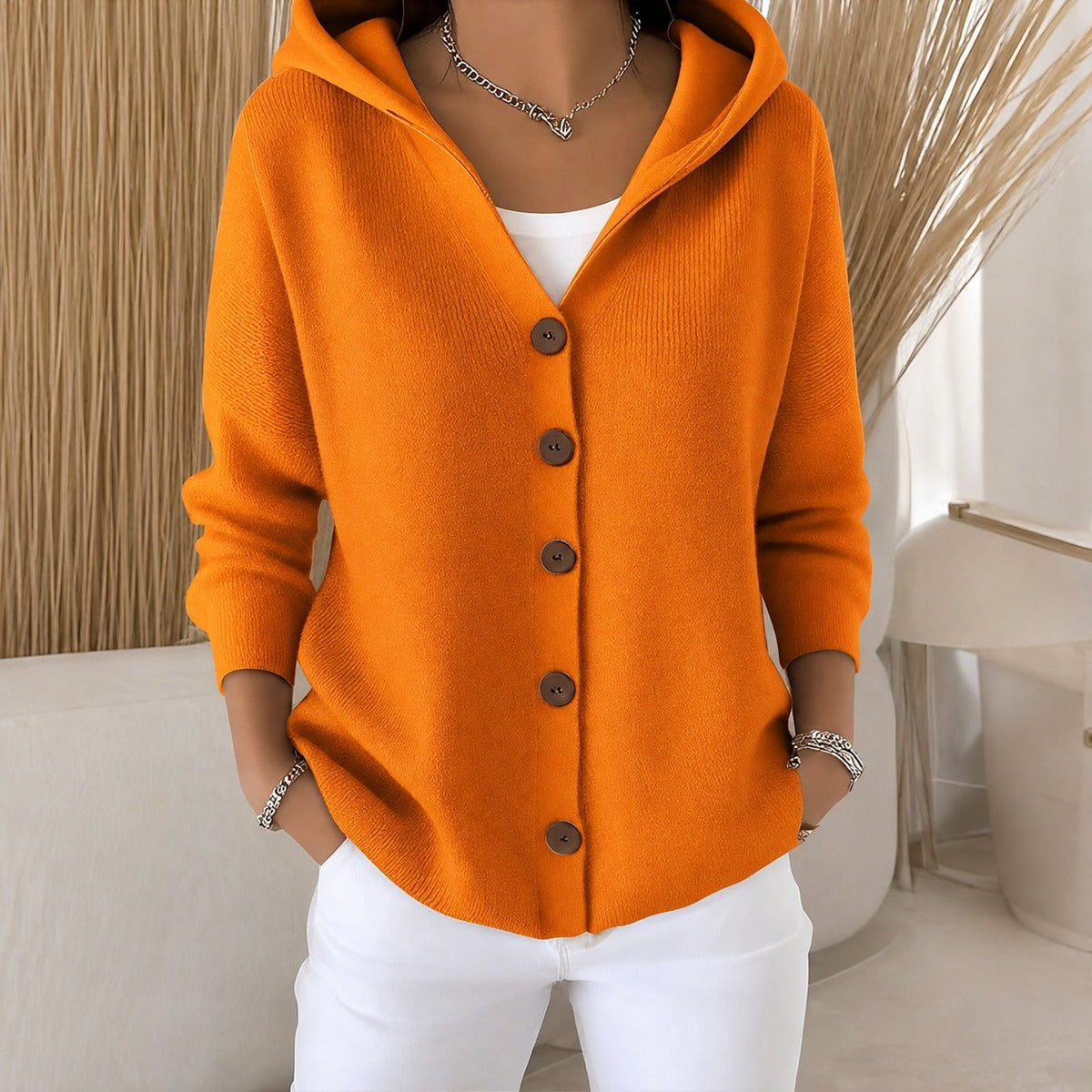 Ryanne - Bequeme Langarmjacke mit Kapuze für Damen
