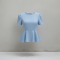 Blaues Baumwoll-Peplum-Top