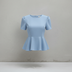 Blaues Baumwoll-Peplum-Top