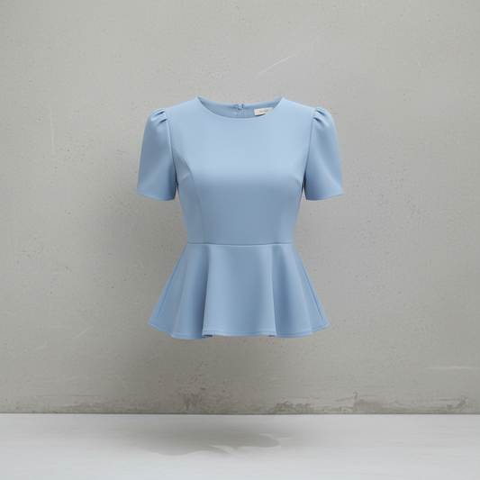 Blaues Baumwoll-Peplum-Top