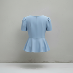 Blaues Baumwoll-Peplum-Top
