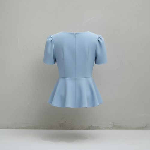 Blaues Polyester-Peplum-Top