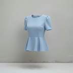 Blaues Baumwoll-Peplum-Top