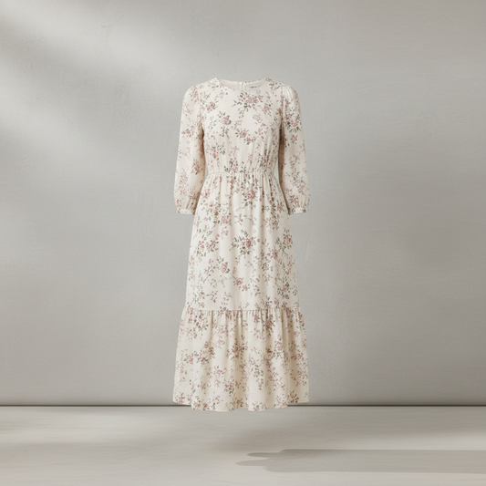 Beige Baumwollkleid