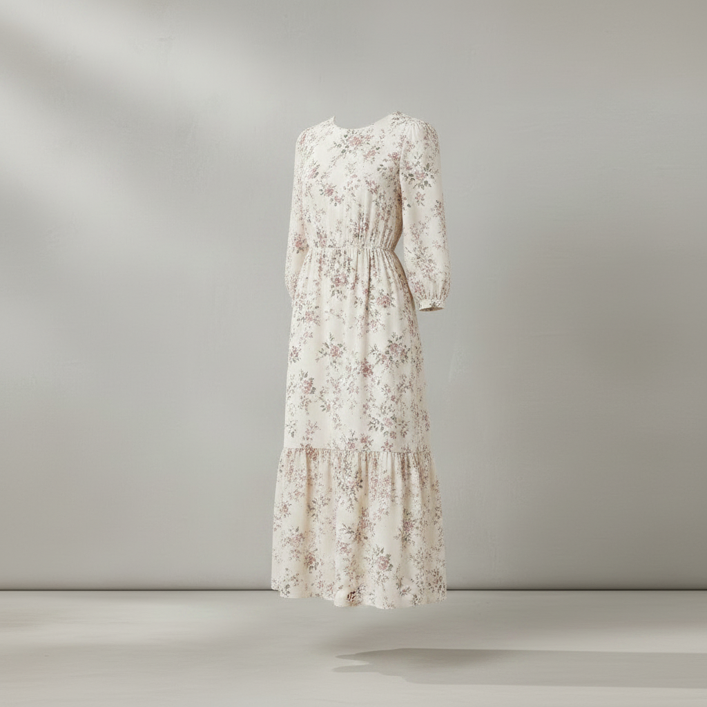 Beige Baumwollkleid