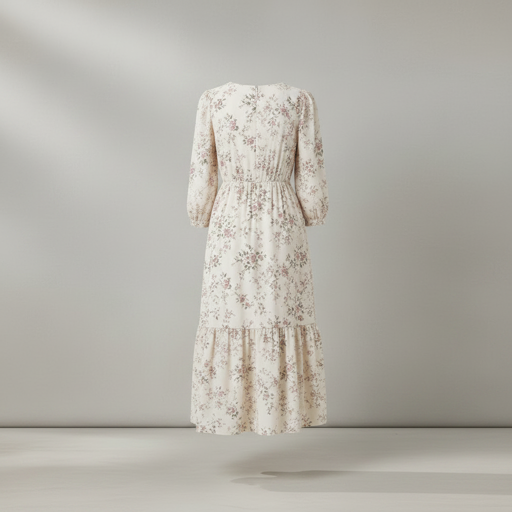 Beige Baumwollkleid