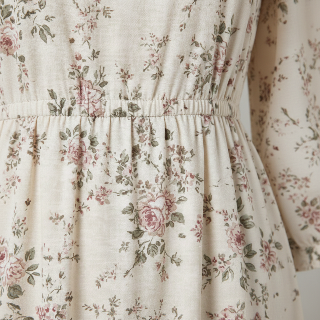 Beige Baumwollkleid