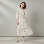 Beige Baumwollkleid