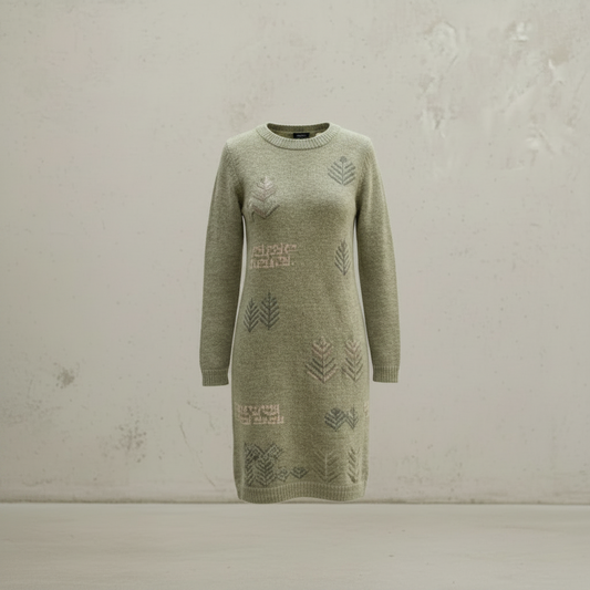 Grünes Wollstrickkleid