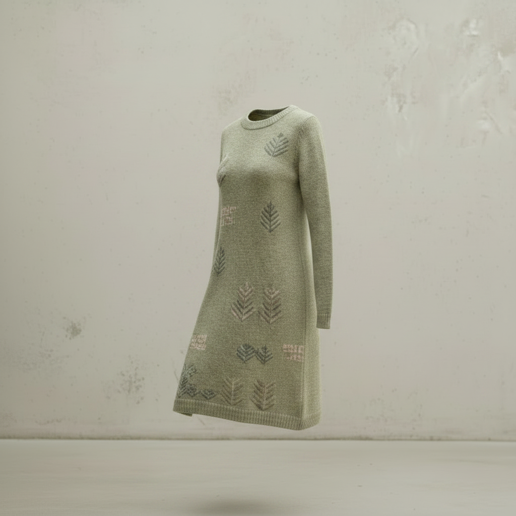 Grünes Wollstrickkleid