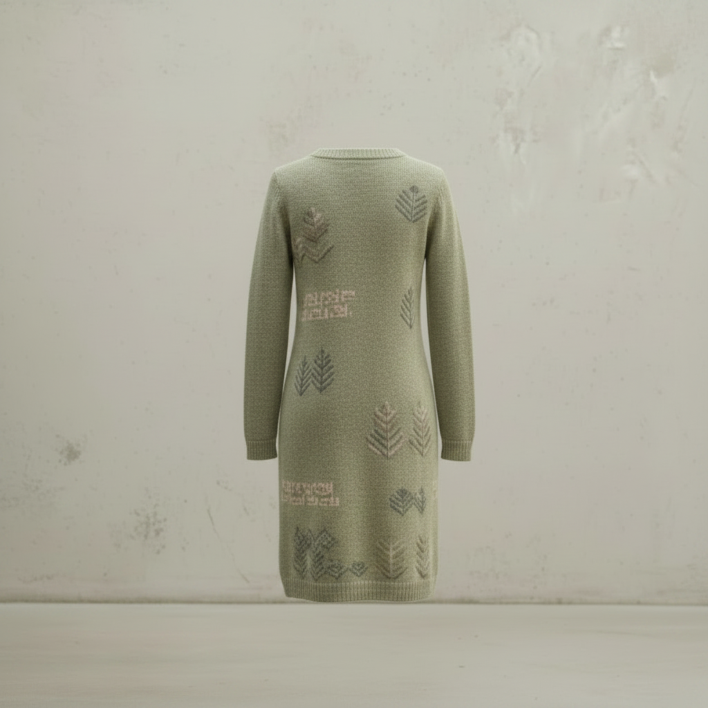 Grünes Wollstrickkleid