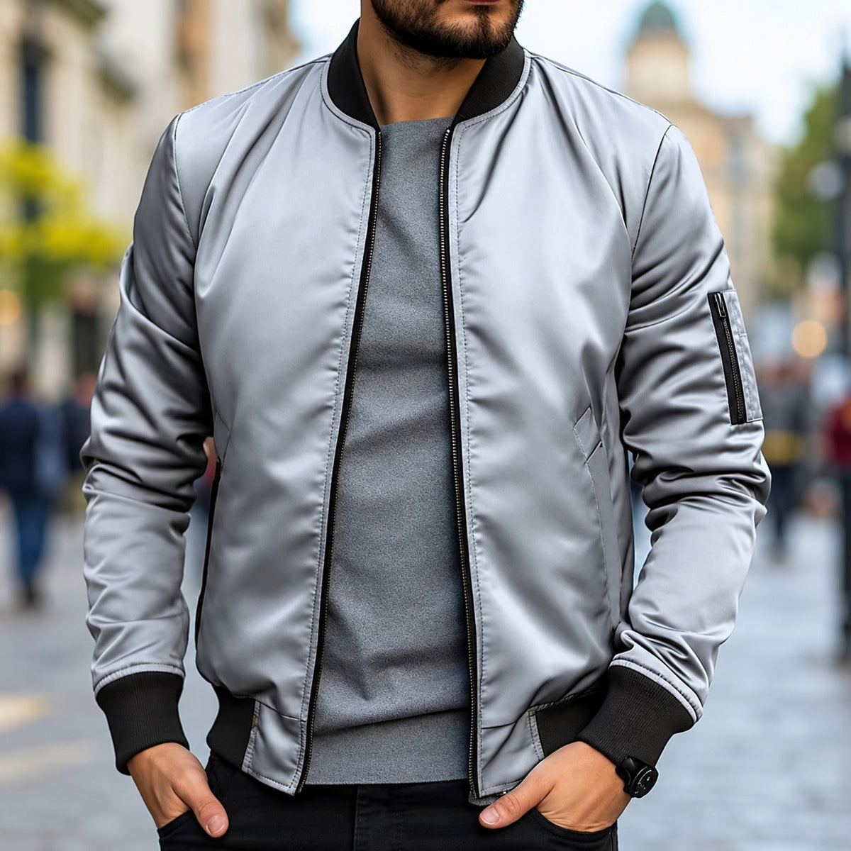 Bomberjacke für Herren - Traditioneller Stil mit Bündchen und Reißverschluss