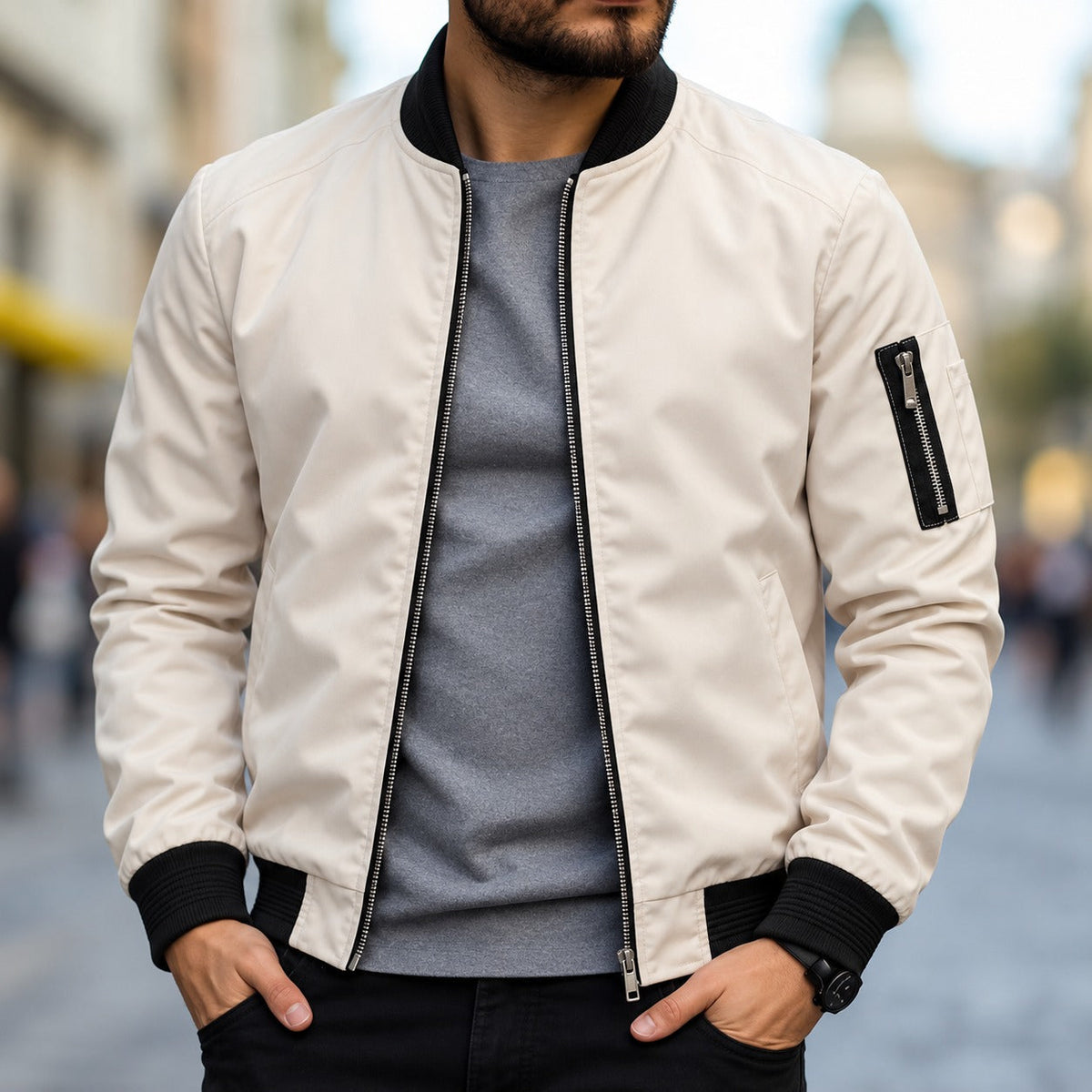 Bomberjacke für Herren - Traditioneller Stil mit Bündchen und Reißverschluss