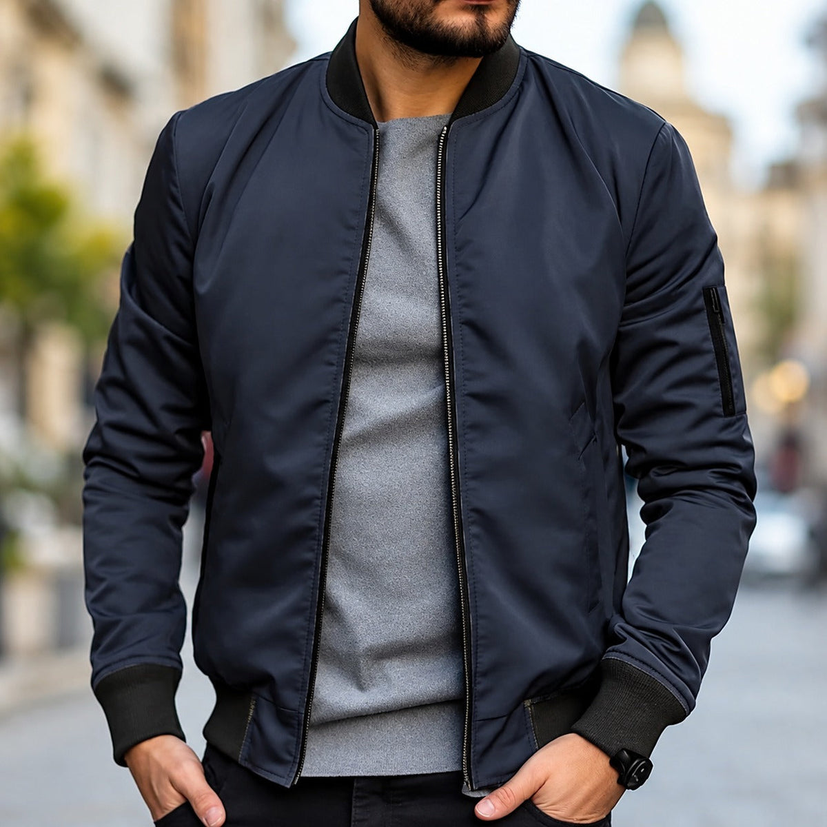 Bomberjacke für Herren - Traditioneller Stil mit Bündchen und Reißverschluss