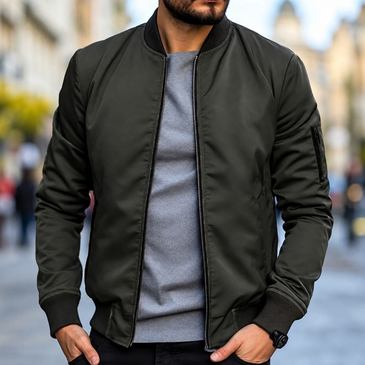 Bomberjacke für Herren - Traditioneller Stil mit Bündchen und Reißverschluss