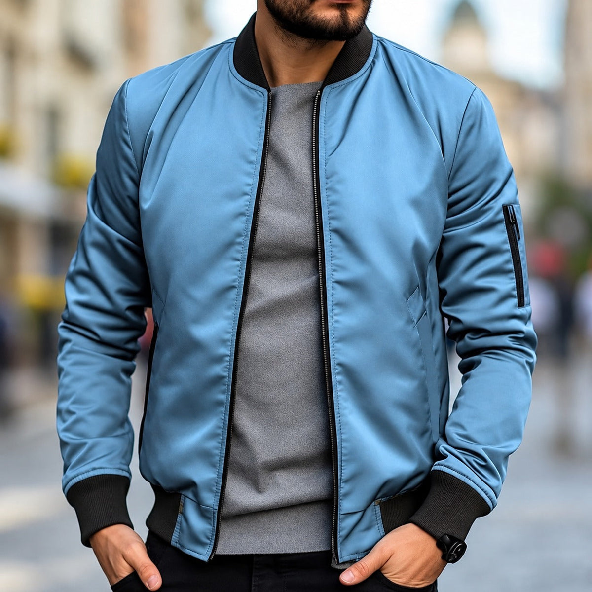 Bomberjacke für Herren - Traditioneller Stil mit Bündchen und Reißverschluss