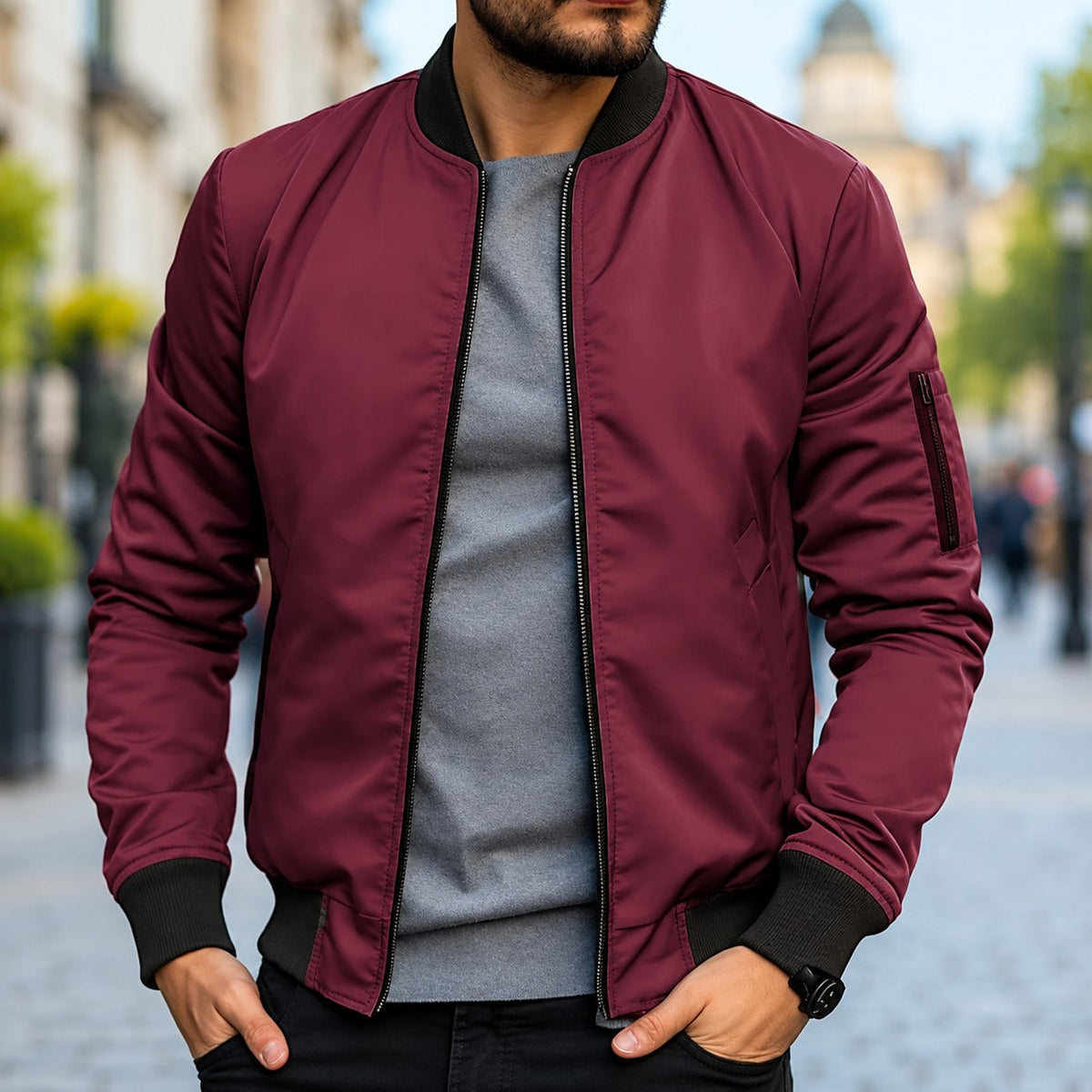 Bomberjacke für Herren - Traditioneller Stil mit Bündchen und Reißverschluss