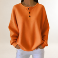 Damen komfortabler Pullover mit Henley-Knopfleiste - Entspannte Passform, Waffelstruktur