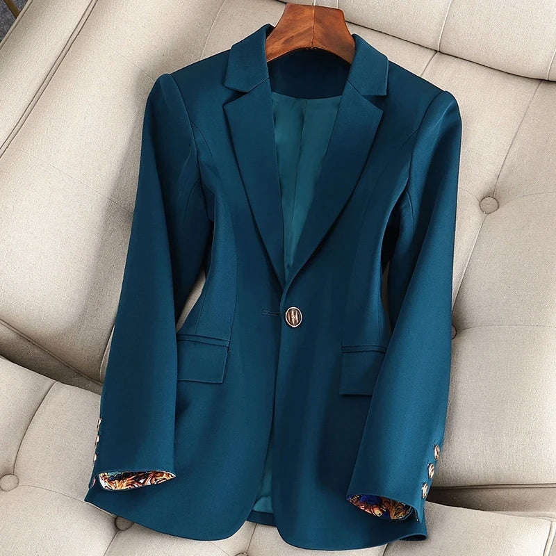 Damen Blazer mit Ein-Knopf-Verschluss und Reverskragen - Figurbetonte Passform
