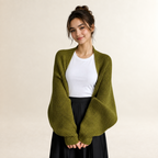 Damen Cardigan Offene Front Rippstruktur Lange Ärmel lockere Passform