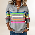 Damen-Half-Zip-Jacke mit Streifen und lockerer Passform