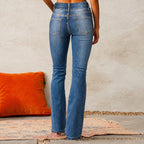 Damen High-Waist Jeans mit weitem Bein und Knopfverschluss Klassischer Schnitt