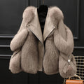 Damen Jacke mit weitem Kragen Reißverschluss figurnahe Passform Statement Outerwear