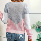 Damen Pullover mit Farbblock-Design - Entspannter Schnitt, Langärmlig, Rundhalsausschnitt