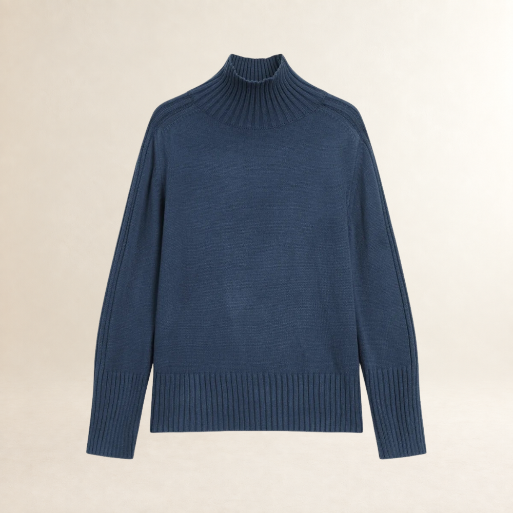 Damen Rollkragenpullover Langarm reguläre Passform Rippstruktur