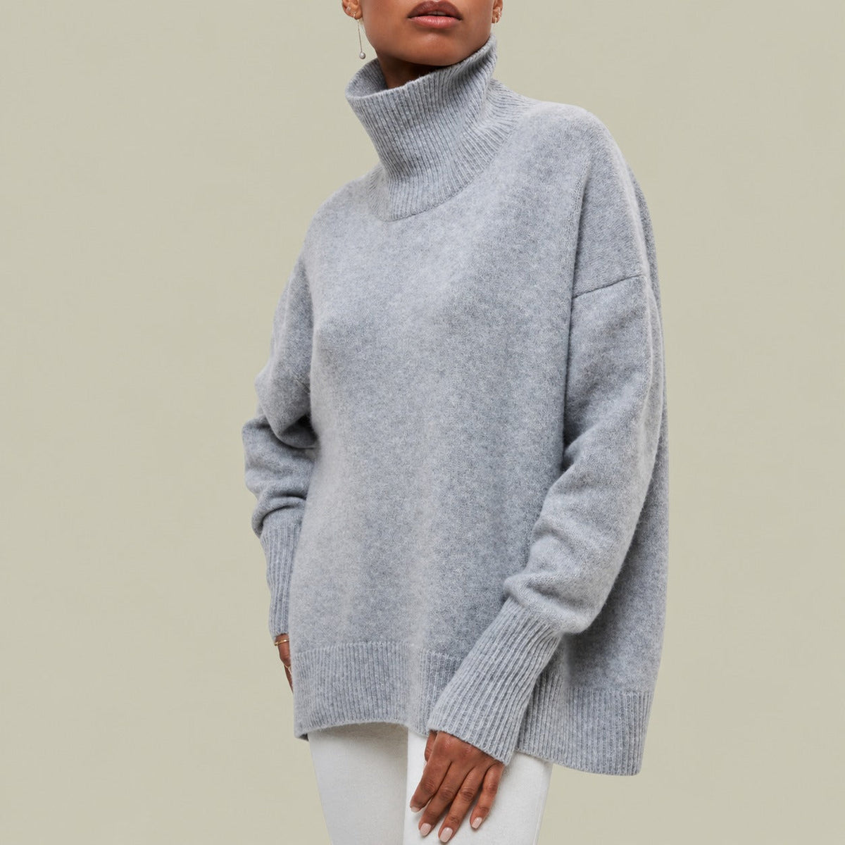 Damen Rollkragenpullover mit Turtleneck Lockerer Sitz Übergrößig