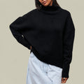 Damen Rollkragenpullover mit Turtleneck Lockerer Sitz Übergrößig