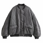 Damen Steppjacke - Oversized Fit mit Druckknöpfen und Taschen