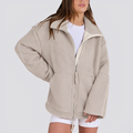 Damen Teddy-Jacke - Weite Passform mit Reißverschluss und Taschen