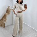 Damen Zweiteiler Anzug - Kurzes Top und hoch taillierte Weite-Hose