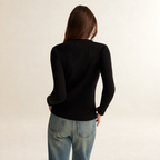 Damentaille Langarm Bluse mit Knopfleiste, schmaler Passform und gerippter Struktur