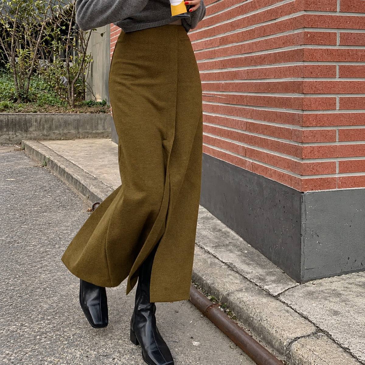 Damentaille Maxirock mit hohem Bund und Schlitz