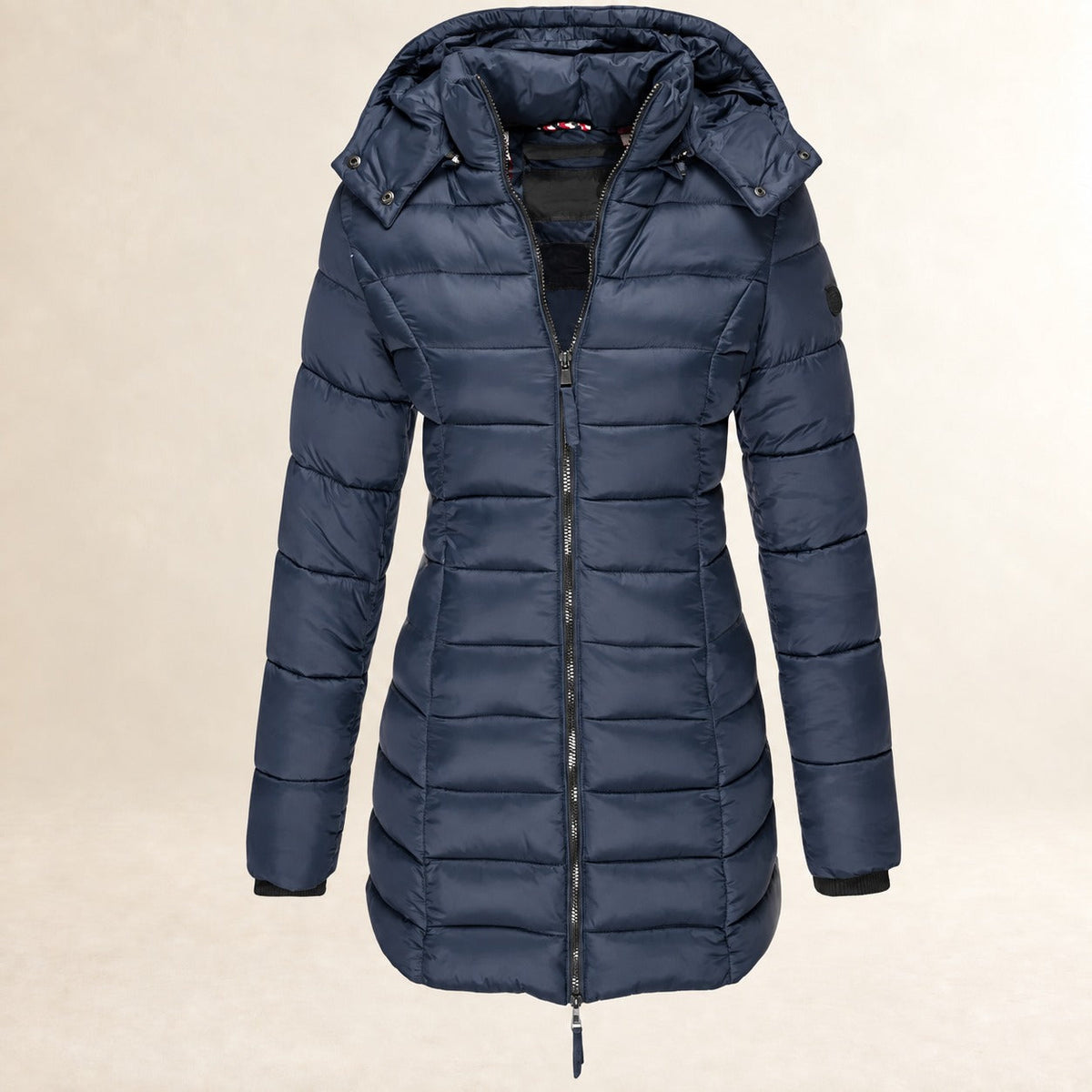 Leichte Damen-Steppjacke mit Kapuze - Reißverschluss, gestepptes Muster