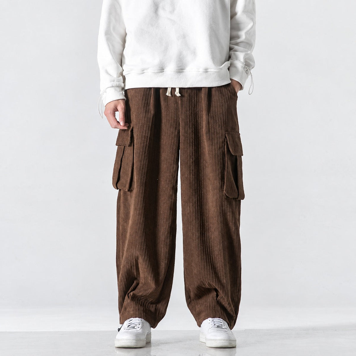 Herren Cargo-Hose mit Bequemer Passform Elastischer Bund Seitentaschen
