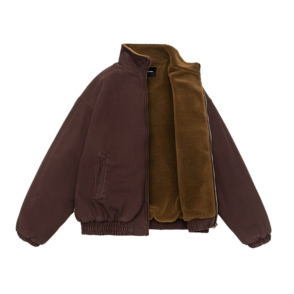 Herrenjacke mit Reißverschluss, Oversized und Stehkragen