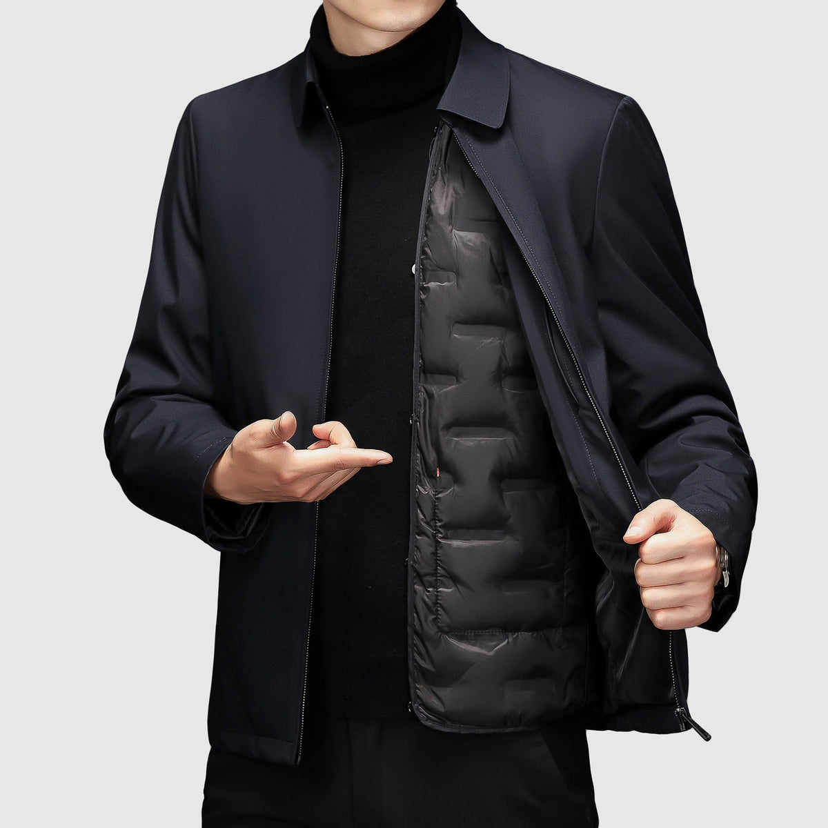 Herren Casual-Jacke mit Reißverschluss und Polokragen - Normale Passform