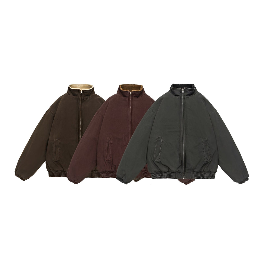 Herrenjacke mit Reißverschluss, Oversized und Stehkragen