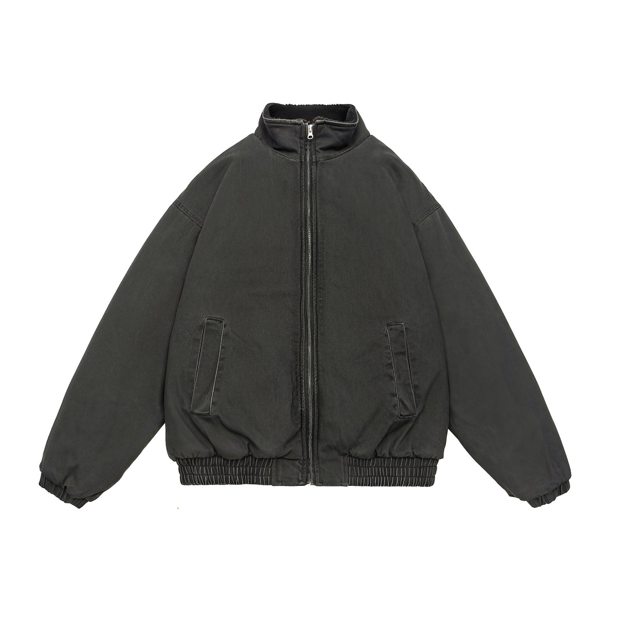 Herrenjacke mit Reißverschluss, Oversized und Stehkragen